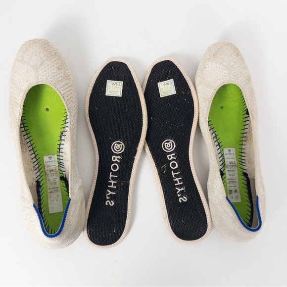 Rothy's Cream and White The Square Ballet Flat in Lily - Picture 14 of 16